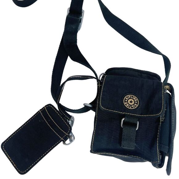 y2k Kipling Black Nylon Mini Bag Crossbody Streetwear - Picture 1 of 8